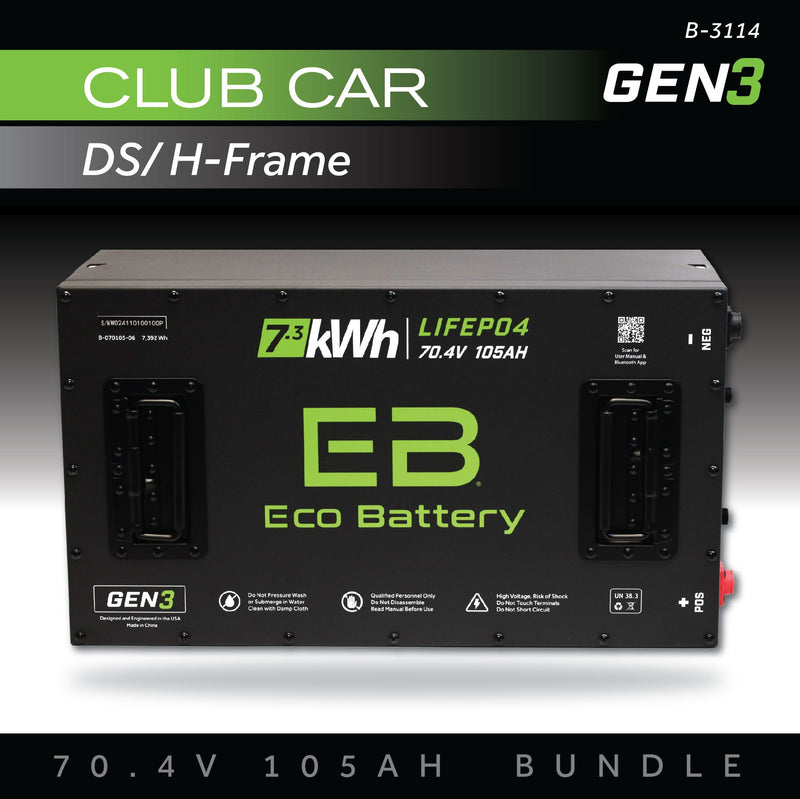 Eco Battery (72V) 70V 105AH Battery Bundle / Club Car DS / H-Frame