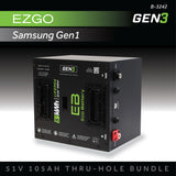 Eco Battery (48V) 51V 105AH Thru-Hole Battery Bundle / EZGO RXV Samsung Gen1 (2017-2021)