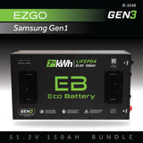 Eco Battery (48V) 51V 150AH Battery Bundle / EZGO RXV Samsung Gen1 (2017-2021)