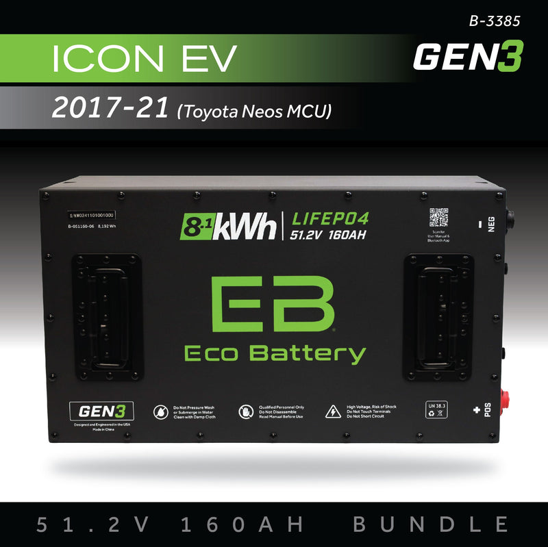 Eco Battery (48V) 51V 160AH Battery Bundle / ICON EV / 2017-21 (Toyota Neos MCU)