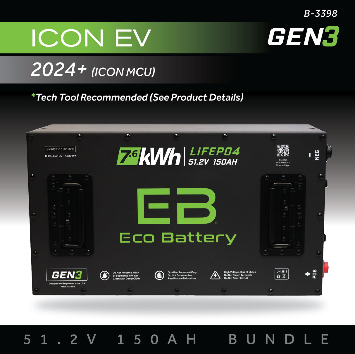 Eco Battery (48V) 51V 150AH Battery Bundle / ICON 2024+ (ICON MCU)