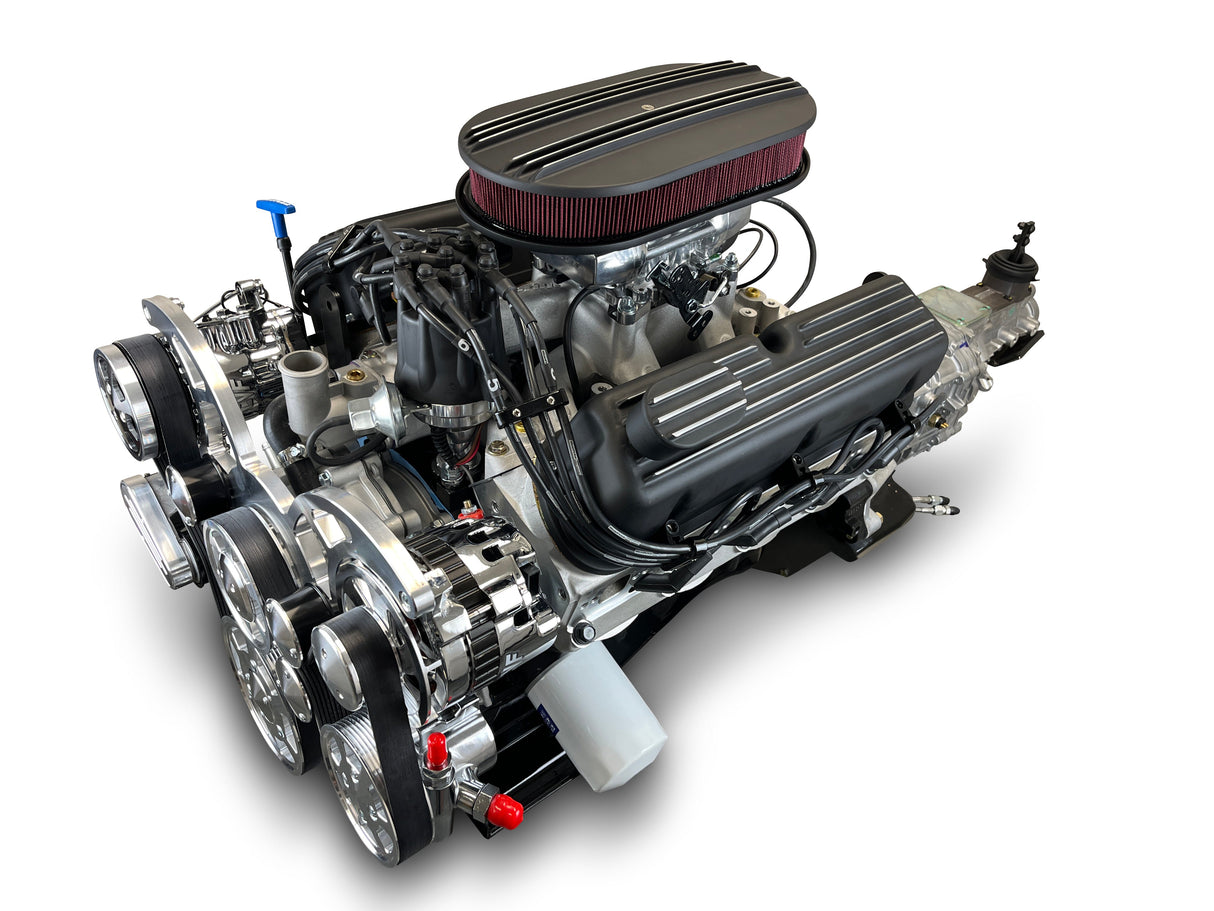 Ford Small Block Compatible 302 c.i. Engine and TKX Manual Transmission - 370 Horsepower - Standard Edition Builder Series - Polished Pulley Kit - Fuel Injected