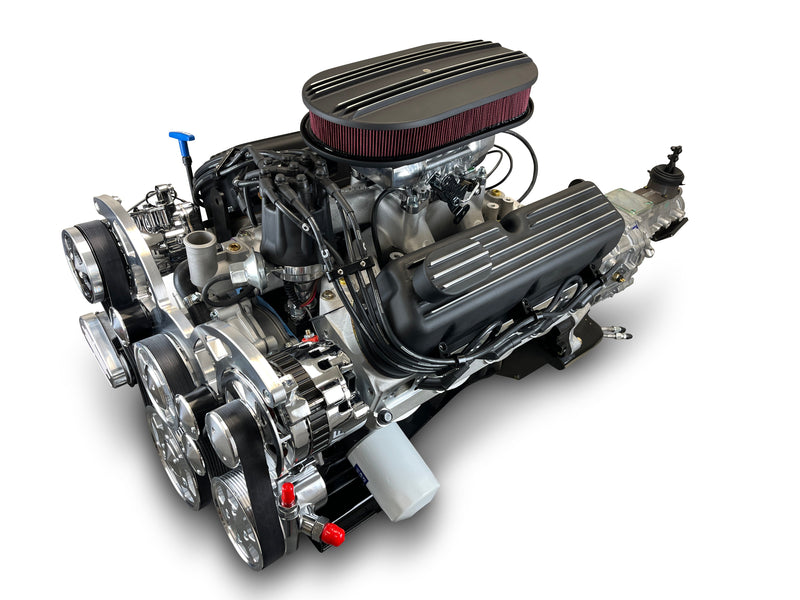 Ford Small Block Compatible 302 c.i. Engine and TKX Manual Transmission - 370 Horsepower - Standard Edition Builder Series - Polished Pulley Kit - Fuel Injected