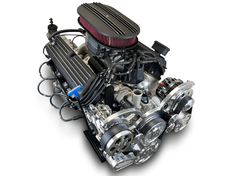 Ford Small Block Compatible 302 c.i. Engine and TKX Manual Transmission - 370 Horsepower - Standard Edition Builder Series - Polished Pulley Kit - Fuel Injected