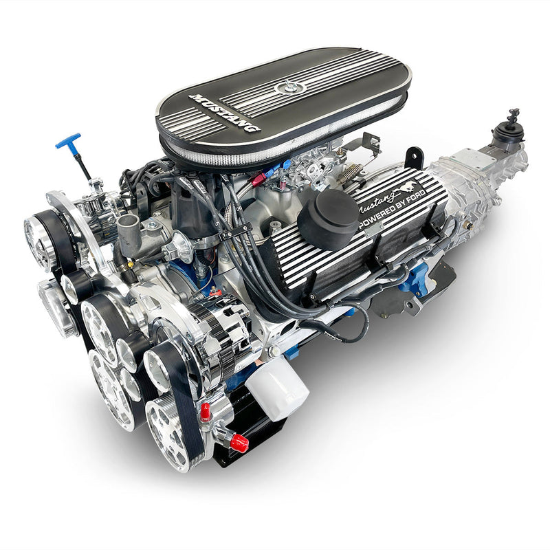 Ford Small Block Compatible 347 c.i. Engine and TKX Manual Transmission - 415 Horsepower - Mustang Edition Builder Series - Polished Pulley Kit - Carbureted