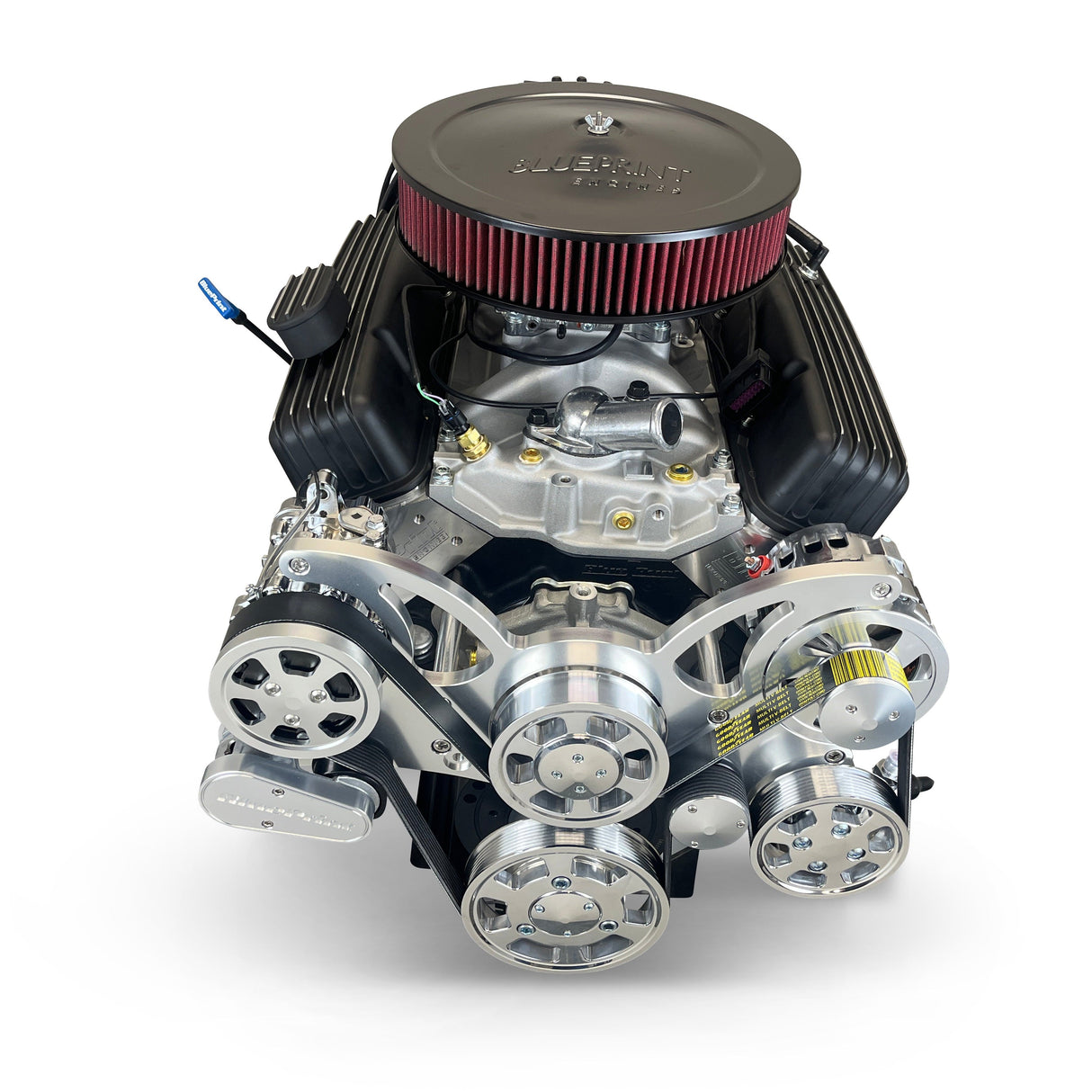 GM Small Block Compatible 383 c.i. Engine and 700R4 Automatic Transmission 4WD Ready - 405 Horsepower - Truck Edition Builder Series - Polished Pulley Kit - Fuel Injected