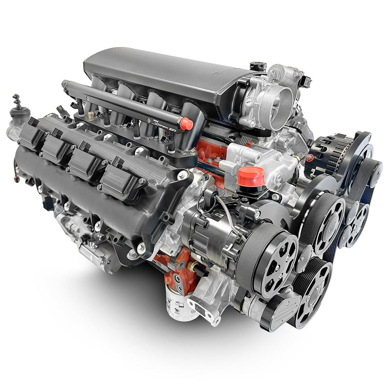 Chrysler Hemi Compatible 426 c.i. Engine and T56 Manual Transmission - 610 Horsepower - Standard Edition Builder Series - Black Pulley Kit - Fuel Injected