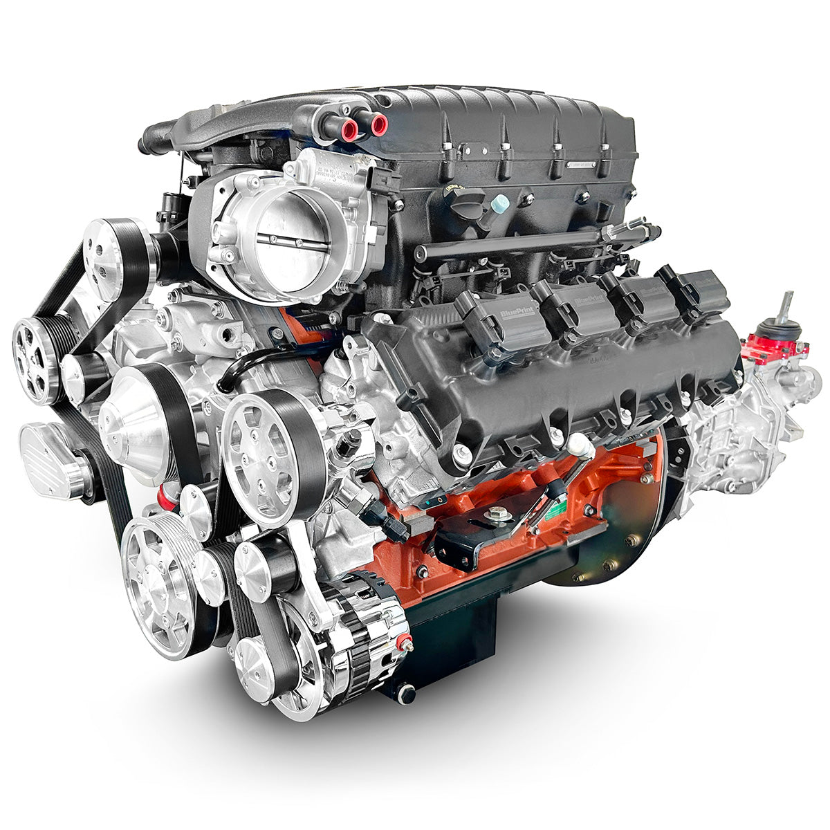 Chrysler Hemi Compatible 426 c.i. Engine and T56 Manual Transmission - 872 Horsepower - Standard Edition Builder Series - Polished Pulley Kit - Supercharged