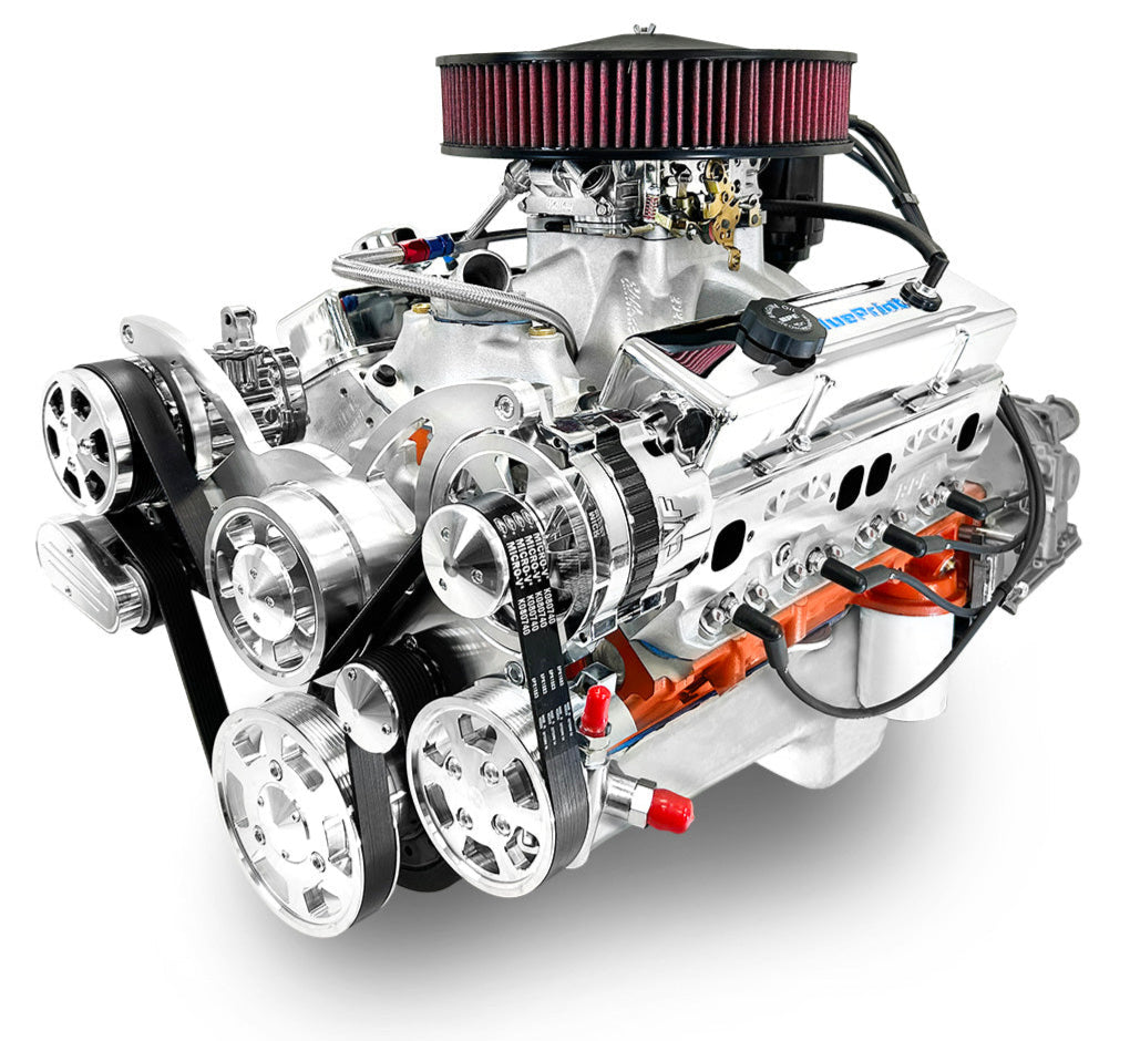 GM Small Block Compatible 427 c.i. Engine and 700R4 Automatic Transmission - 540 Horsepower - Standard Edition Builder Series - Polished Pulley Kit - Carbureted