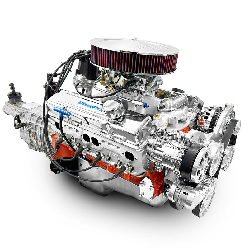 GM Small Block Compatible 454 c.i. Engine and TKX Manual Transmission - 563 Horsepower - Standard Edition Builder Series - Polished Pulley Kit - Carbureted