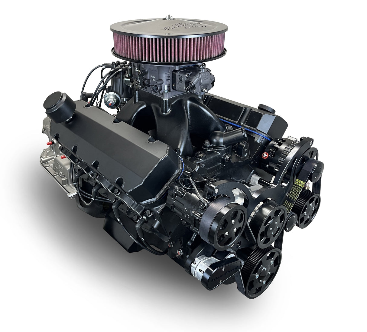 GM Big Block Compatible 632 c.i. Pro Series Engine and 4L80E Automatic Transmission - 815 Horsepower - Blackout Reaper Edition Builder Series - Black Pulley Kit - Carbureted