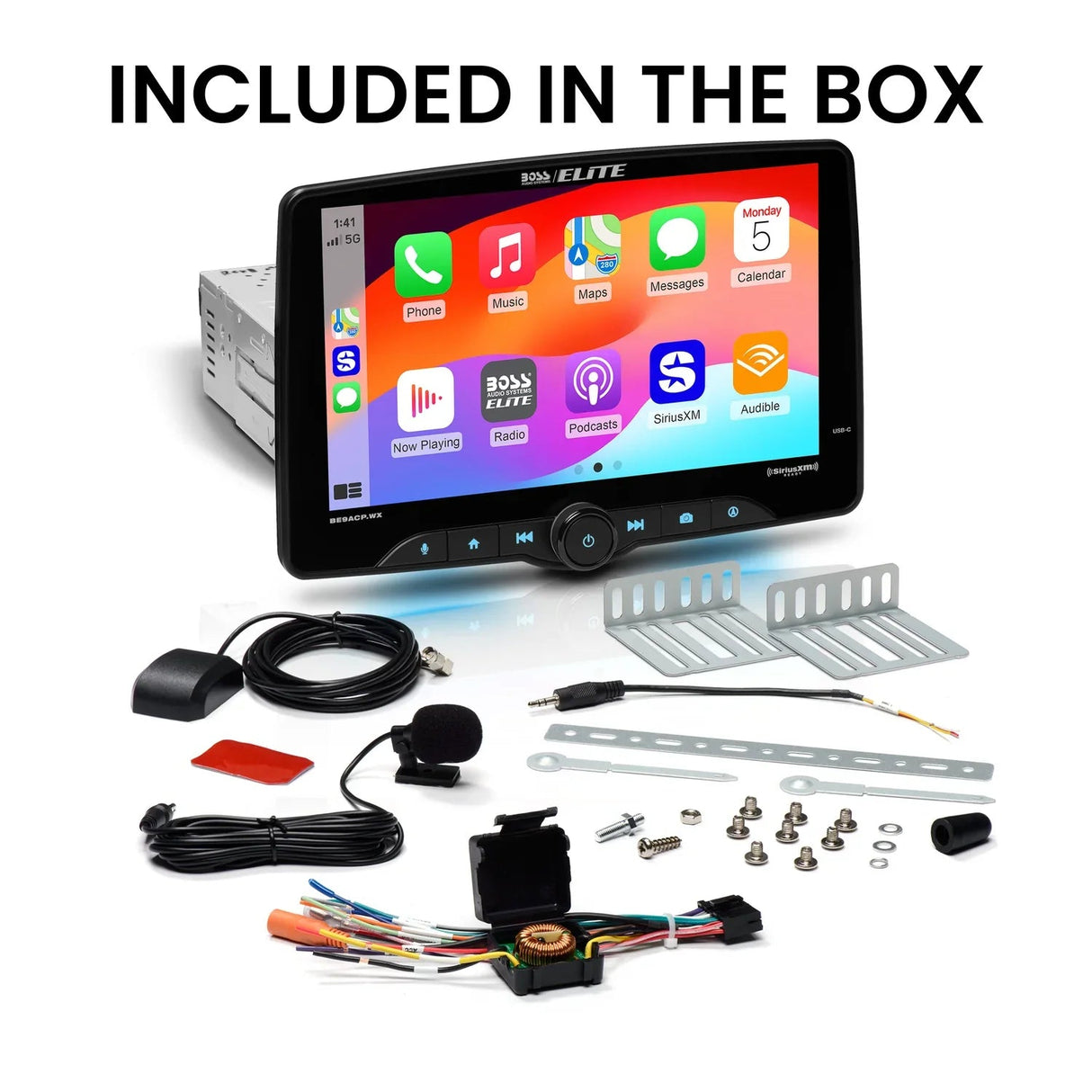 Boss Elite BE9ACP.WX 9" Single Din Touchscreen w/ Wireless Apple Carplay/Android Auto XM Ready Boss Elite