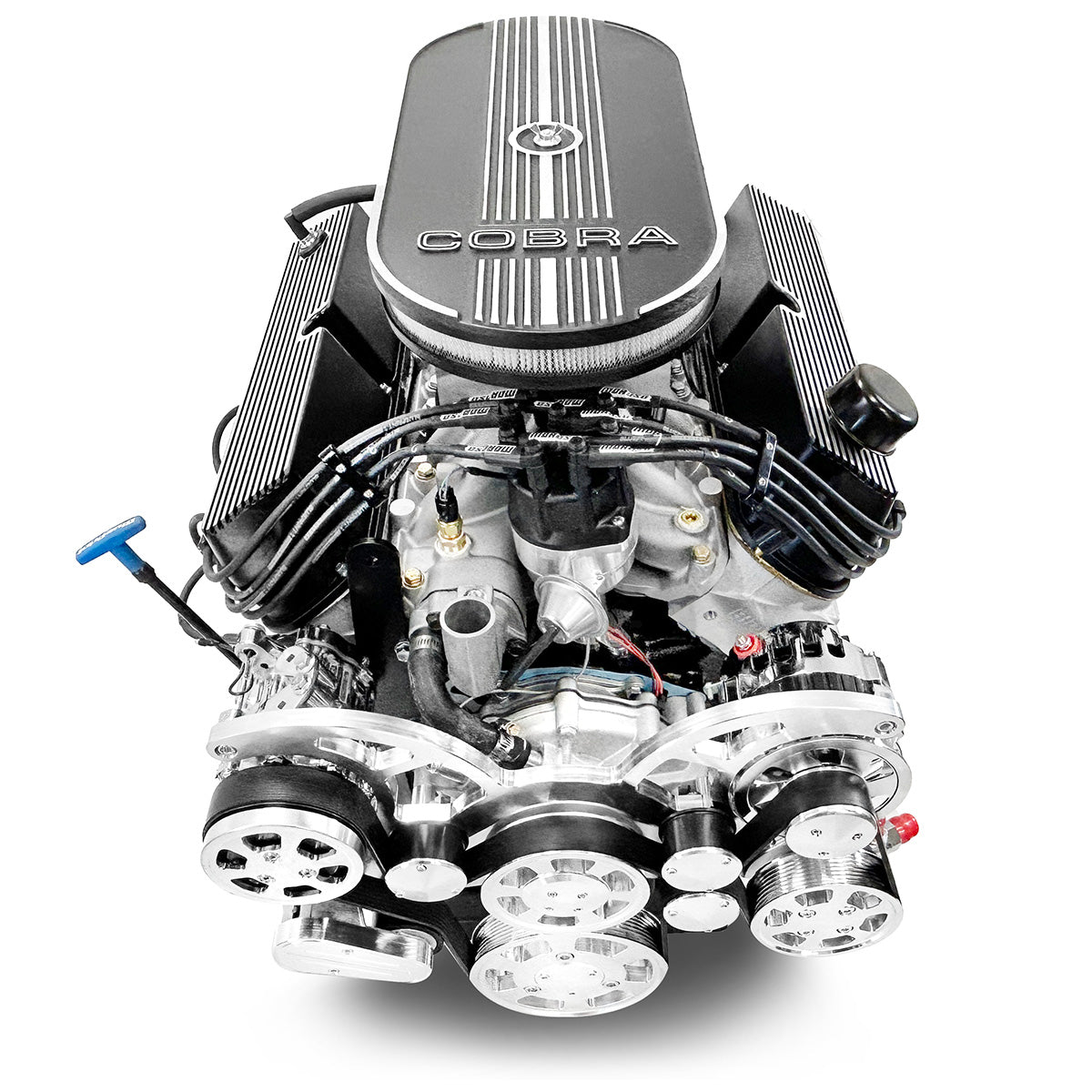 Ford Small Block Compatible 427 c.i. Engine and 4R70W Automatic Transmission - 541 Horsepower - Cobra Edition Builder Series - Polished Pulley Kit - Carbureted
