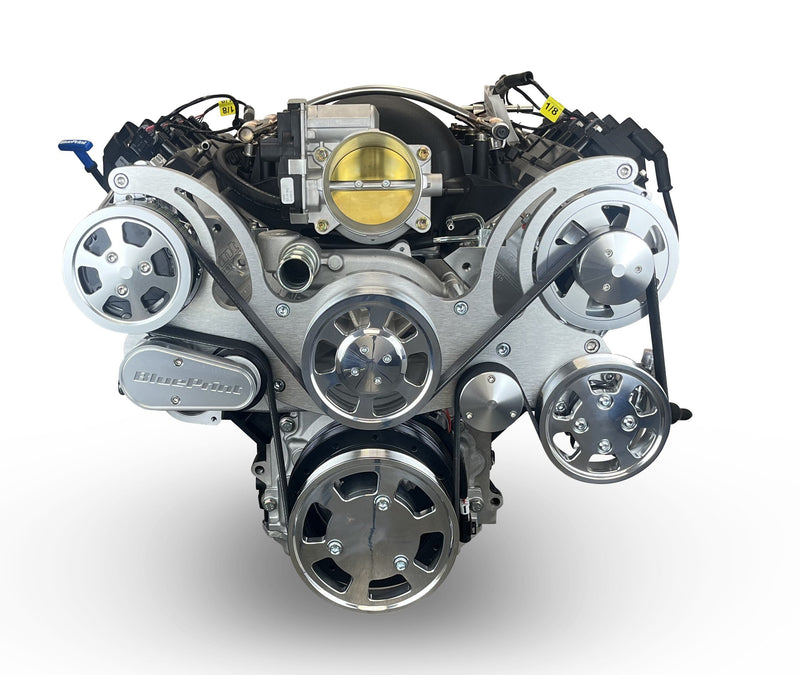 GM LS Compatible 376 c.i. Engine and ZF-8 Speed Automatic Transmission - 530 Horsepower - Standard Edition Builder Series - BluePrint Engines Calibrated ECU - Natural Pulley Kit