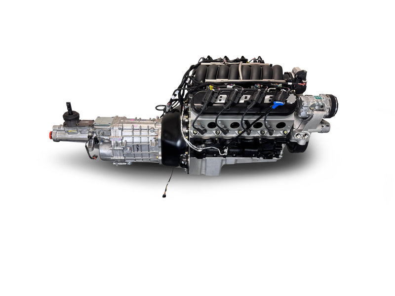 GM LS Compatible 376 c.i. Engine and TKX Manual Transmission - 530 Horsepower - Standard Edition Builder Series - Natural Pulley Kit - Holley Terminator X EFI System