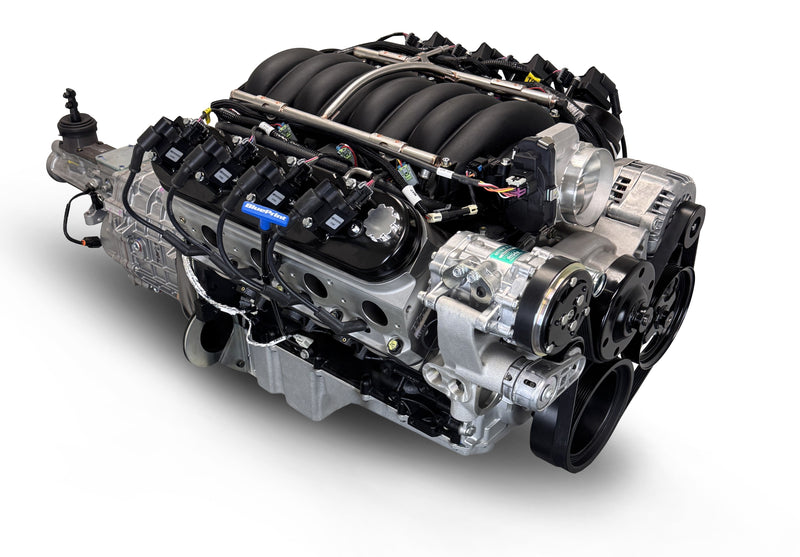 GM LS Compatible 376 c.i. Engine and TKX Manual Transmission - 530 Horsepower - Standard Edition Builder Series - Natural Pulley Kit - Holley Terminator X EFI System