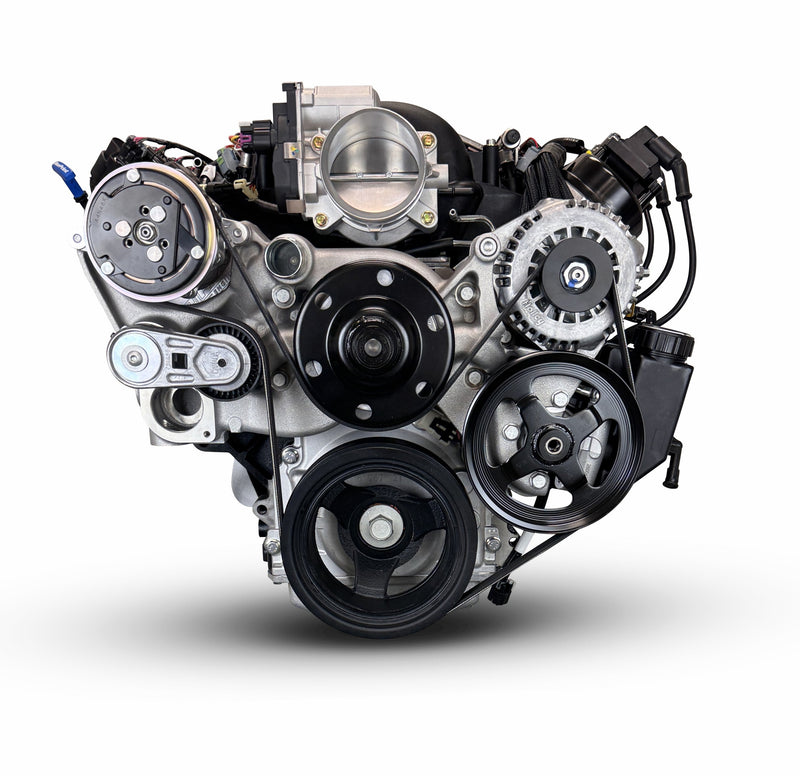 GM LS Compatible 376 c.i. Engine and TKX Manual Transmission - 530 Horsepower - Standard Edition Builder Series - Natural Pulley Kit - Holley Terminator X EFI System