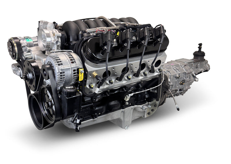 GM LS Compatible 376 c.i. Engine and TKX Manual Transmission - 530 Horsepower - Standard Edition Builder Series - Natural Pulley Kit - Holley Terminator X EFI System