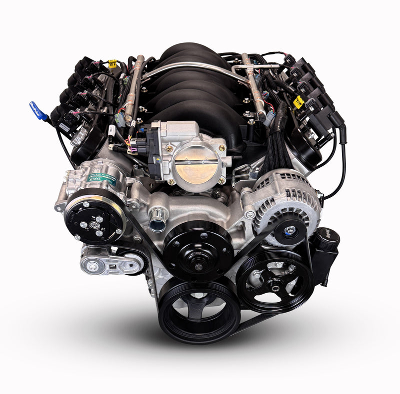 GM LS Compatible 376 c.i. Engine and TKX Manual Transmission - 530 Horsepower - Standard Edition Builder Series - Natural Pulley Kit - Holley Terminator X EFI System