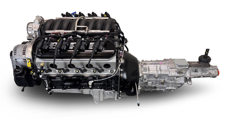GM LS Compatible 376 c.i. Engine and TKX Manual Transmission - 530 Horsepower - Standard Edition Builder Series - Natural Pulley Kit - Holley Terminator X EFI System