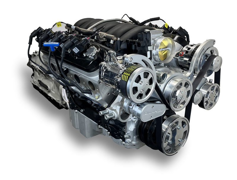 GM LS Compatible 376 c.i. Engine and ZF-8 Speed Automatic Transmission - 530 Horsepower - Standard Edition Builder Series - BluePrint Engines Calibrated ECU - Natural Pulley Kit