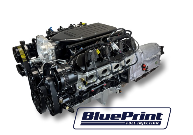 GM LS Compatible 376 c.i. Engine and ZF-8 Speed Automatic Transmission - 510 Horsepower - Standard Edition Builder Series - BluePrint Engines Calibrated ECU - Black Pulley Kit