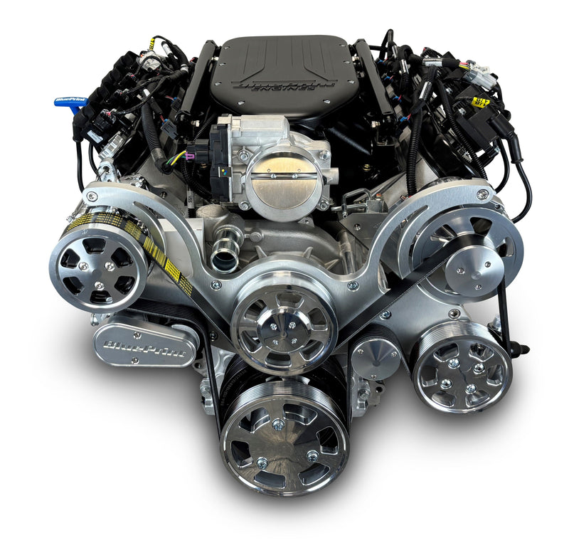 GM LS Compatible 376 c.i. Engine and ZF-8 Speed Automatic Transmission - 510 Horsepower - Standard Edition Builder Series - BluePrint Engines Calibrated ECU - Natural Pulley Kit