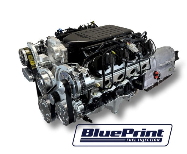 GM LS Compatible 376 c.i. Engine and ZF-8 Speed Automatic Transmission - 510 Horsepower - Standard Edition Builder Series - BluePrint Engines Calibrated ECU - Natural Pulley Kit