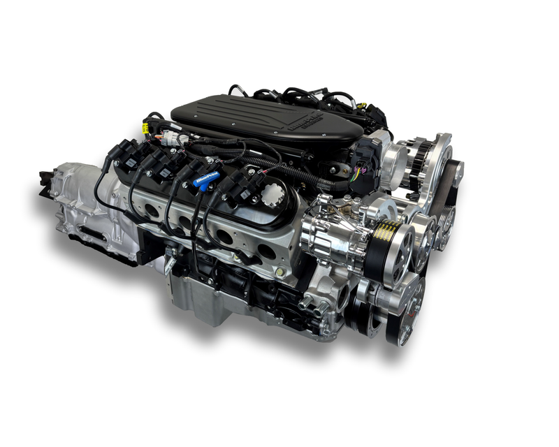 GM LS Compatible 376 c.i. Engine and ZF-8 Speed Automatic Transmission - 510 Horsepower - Standard Edition Builder Series - BluePrint Engines Calibrated ECU - Natural Pulley Kit