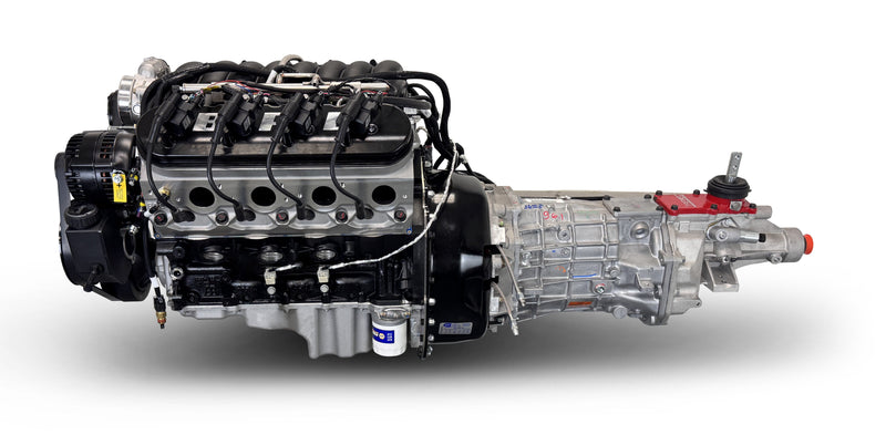GM LS Compatible 427 c.i. Engine and T56 Manual Transmission - 605 Horsepower - Standard Edition Builder Series - Black Pulley Kit - Holley Terminator X EFI System