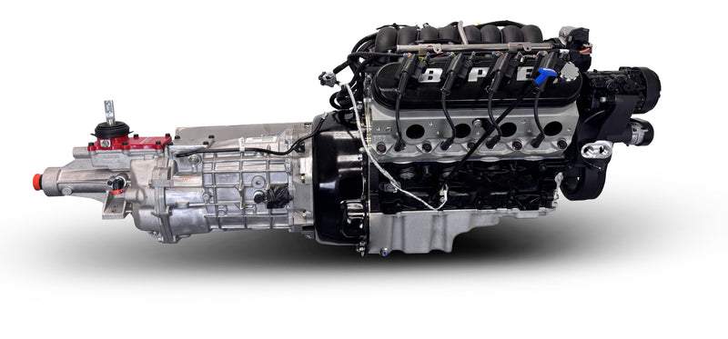 GM LS Compatible 427 c.i. Engine and T56 Manual Transmission - 605 Horsepower - Standard Edition Builder Series - Black Pulley Kit - Holley Terminator X EFI System