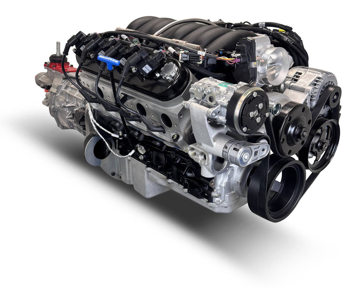 GM LS Compatible 427 c.i. Engine and T56 Manual Transmission - 605 Horsepower - Standard Edition Builder Series - Natural Pulley Kit - Holley Terminator X EFI System