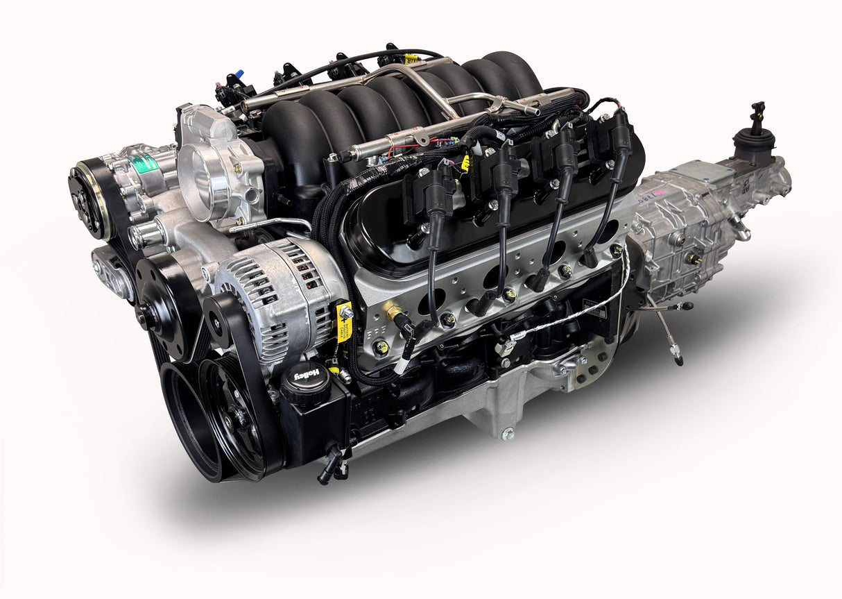 GM LS Compatible 427 c.i. Engine and TKX Manual Transmission - 605 Horsepower - Standard Edition Builder Series - Natural Pulley Kit - Holley Terminator X EFI System