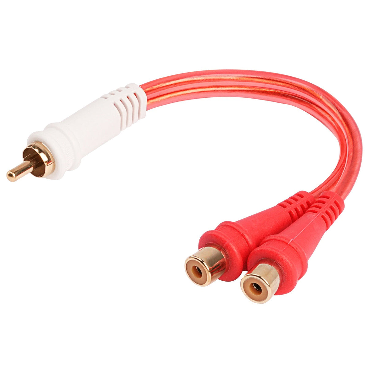 Male to 2 Female Oxygen Free RCA Audio Splitter (BMV-G-YM-2F), 10-Pack (10 Individual Cables) Audiopipe