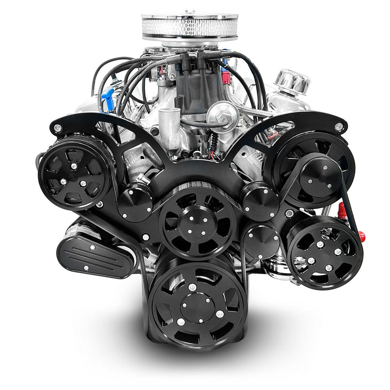 Ford Small Block Compatible 302 c.i. Engine - 361 Horsepower - Deluxe Dressed - Black Pulley Kit - Carbureted
