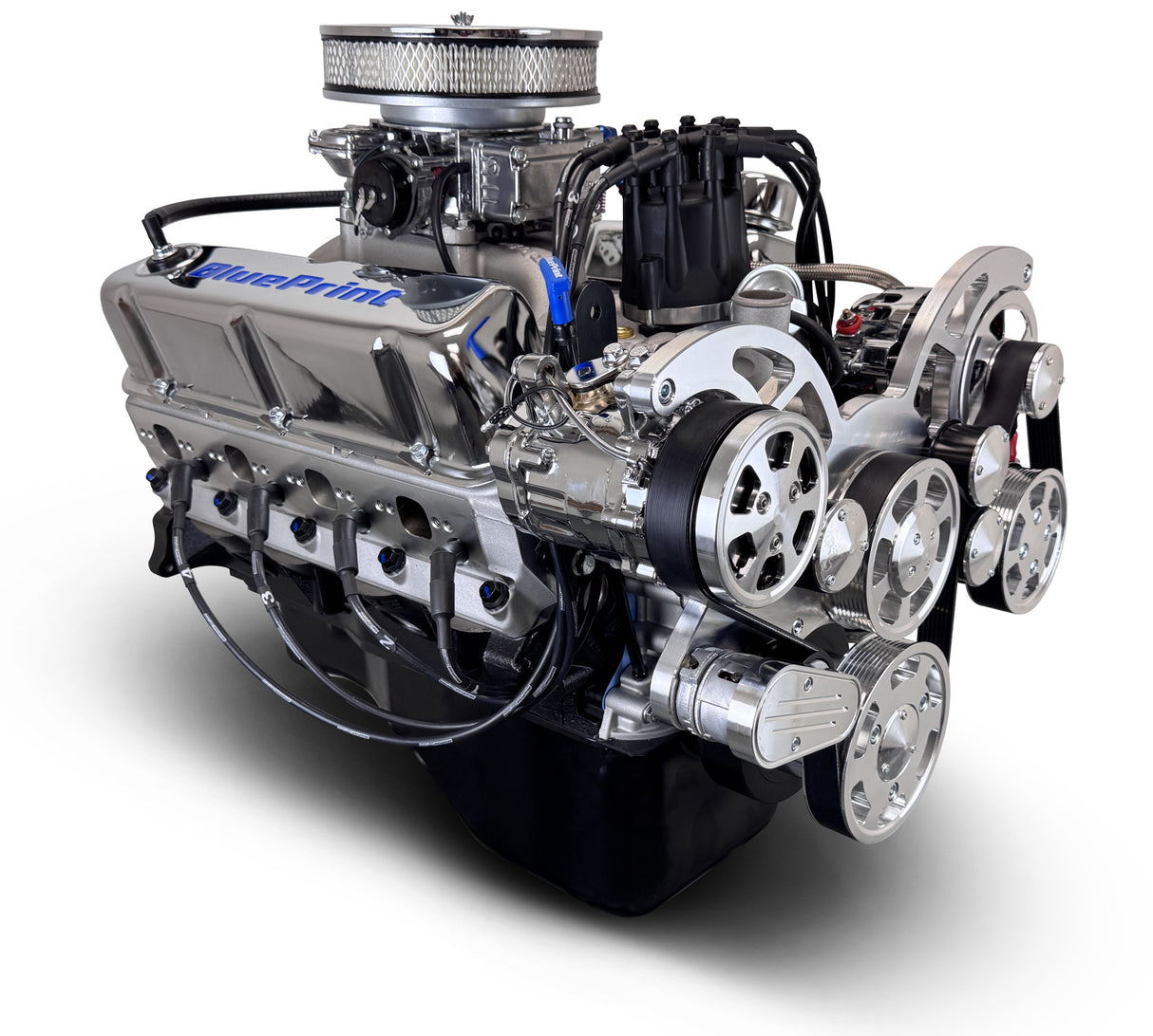 Ford Small Block Compatible 302 c.i. Engine - 361 Horsepower - Deluxe Dressed - Polished Pulley Kit - Carbureted