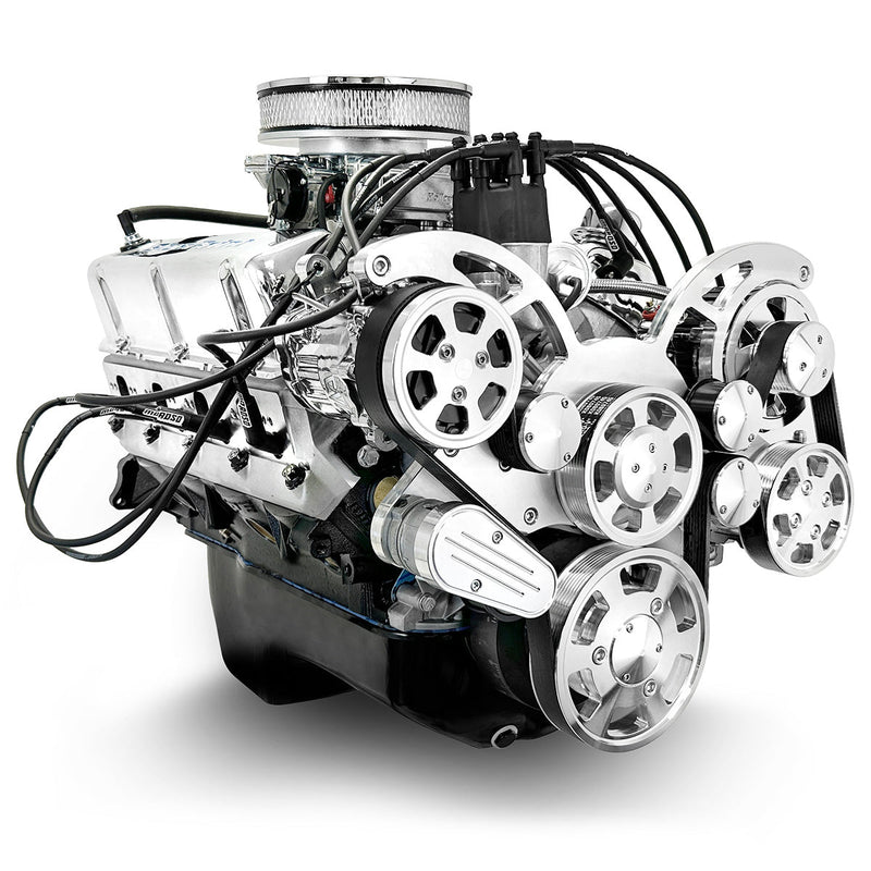 Ford Small Block Compatible 302 c.i. Engine - 361 Horsepower - Deluxe Dressed - Polished Pulley Kit - Rear Sump - Carbureted