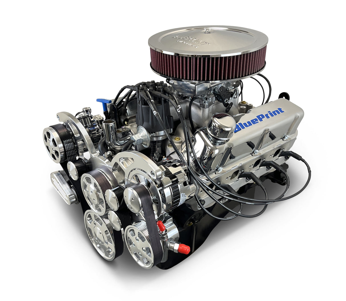Ford Small Block Compatible 347 c.i. Engine - 415 Horsepower - Deluxe Dressed - Polished Pulley Kit - Fuel Injected