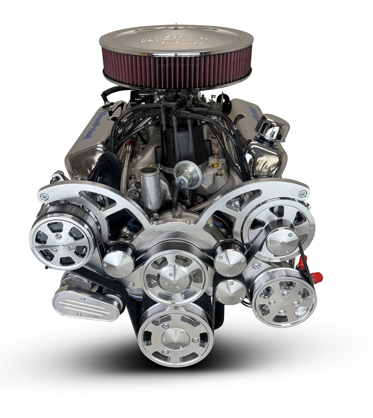 Ford Small Block Compatible 347 c.i. Engine - 415 Horsepower - Deluxe Dressed - Polished Pulley Kit - Rear Sump - Carbureted