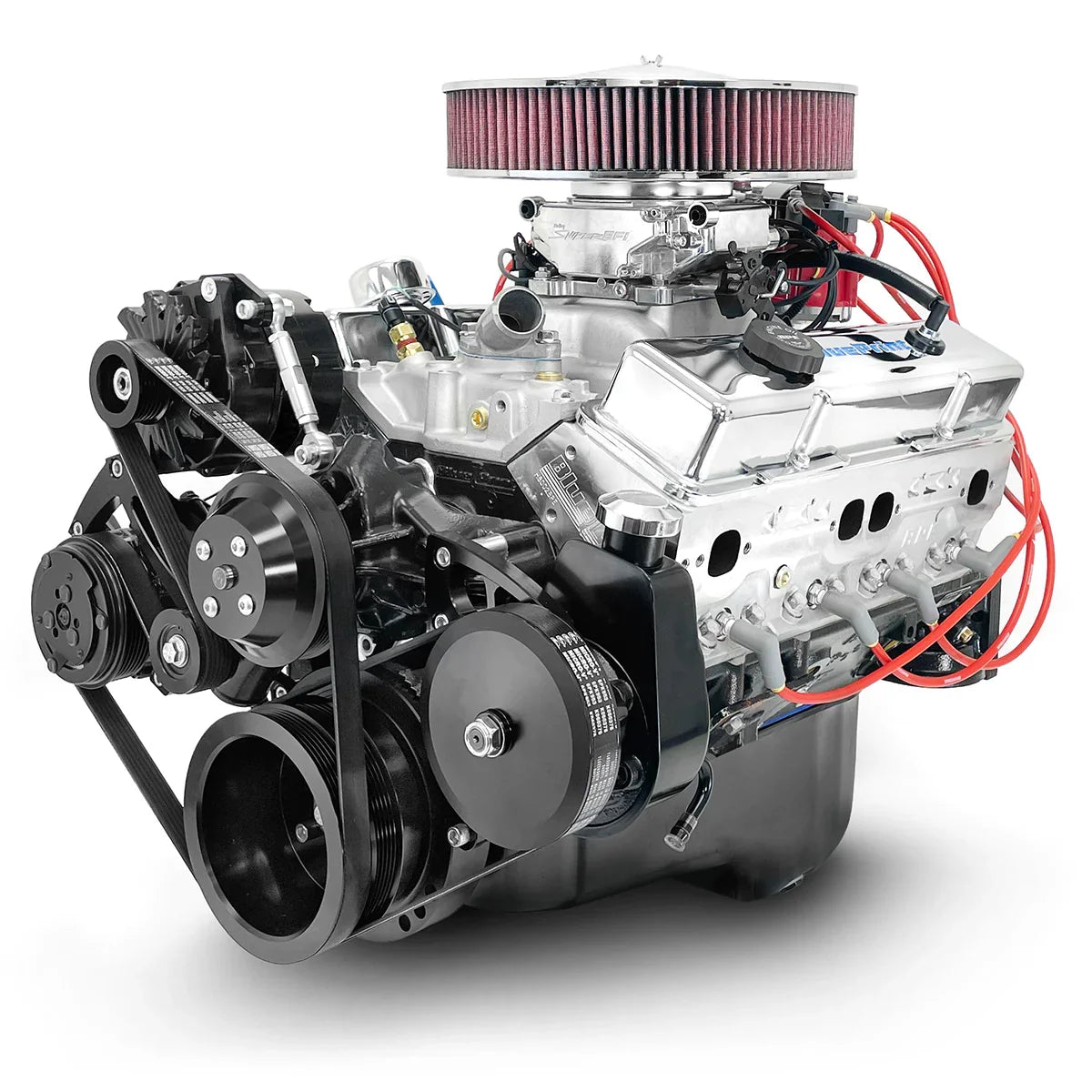 GM Small Block Compatible 350 c.i. Engine - 390 Horsepower - Deluxe Dressed - Black Pulley Kit - Fuel Injected