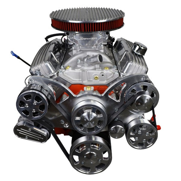 GM Small Block Compatible 383 c.i. Low Profile Engine - 436 Horsepower - Deluxe Dressed - Polished Pulley Kit - Fuel Injected