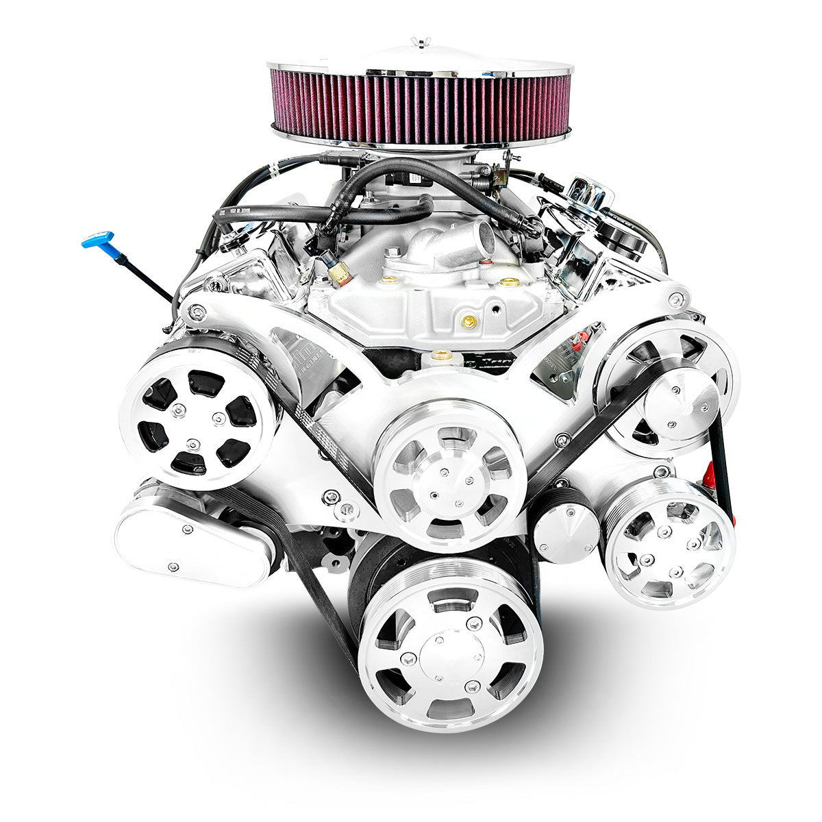 GM Small Block Compatible 383 c.i. Engine - 436 Horsepower - Deluxe Dressed - Polished Pulley Kit - BluePrint Engines Calibrated ECU