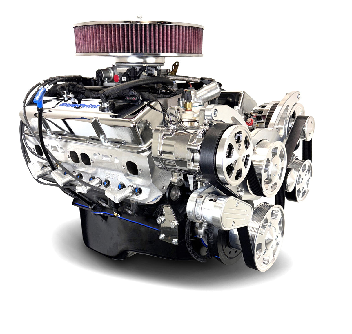 GM Small Block Compatible 400 c.i. Engine - 500 Horsepower - Deluxe Dressed - Polished Pulley Kit - Multi-Port Fuel Injected