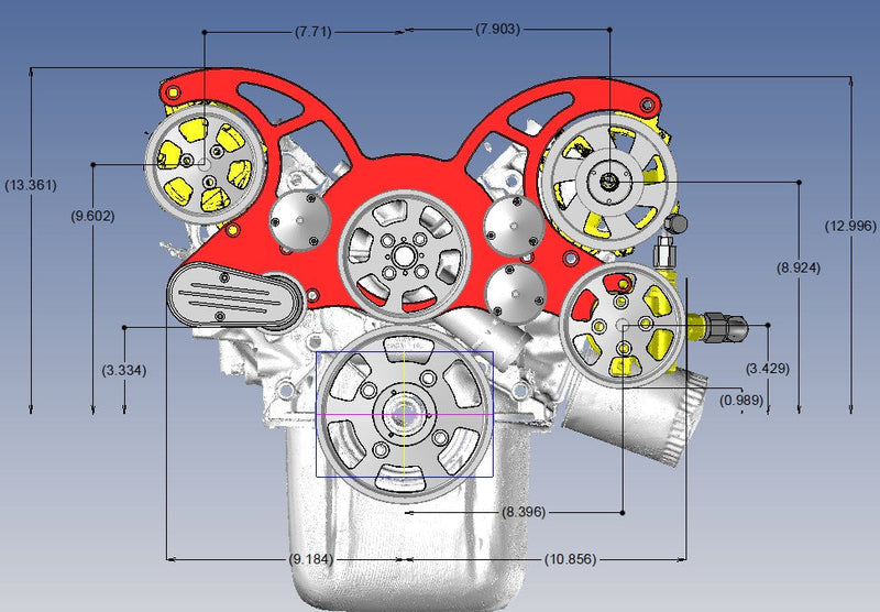 Ford 302 c.i. and 351 Windsor SB Compatible Front Accessory Drive - Full Serpentine with Alternator | Power Steering | Water Pump | Brackets and Bolts