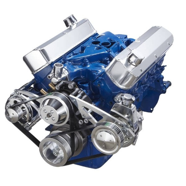 Ford 302 c.i. SB Compatible Front Accessory Drive - Dual-Belt Quick Serpentine with Alternator | Power Steering | Water Pump | Brackets and Bolts