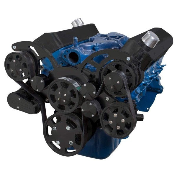 Ford 302 c.i. and 351 Windsor SB Compatible Front Accessory Drive - Full Serpentine with Alternator | Power Steering | Water Pump | Brackets and Bolts