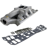 Dual Plane Aluminum Intake Manifold Kit - Square Bore - Ford SB 302 c.i. Compatible - Natural