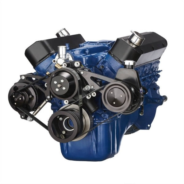 Ford 351 Windsor SB Compatible Front Accessory Drive - Dual-Belt Quick Serpentine with Alternator | Power Steering | Water Pump | Brackets and Bolts