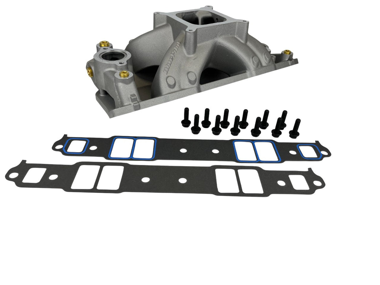Single Plane, Natural Aluminum Intake Manifold, Pro Series, GM Small Block Compatible, 427/454