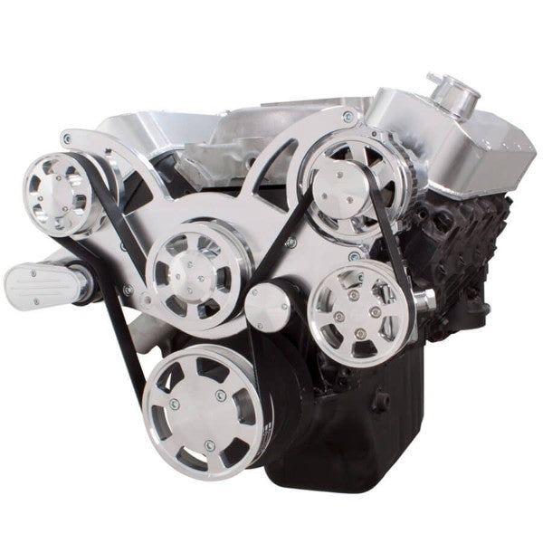 GM BB Standard and Tall Deck Compatible Front Accessory Drive - Full Serpentine with Alternator | Power Steering | Water Pump | Brackets and Bolts